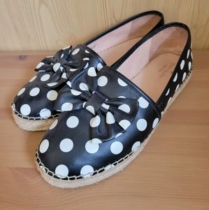 Black & white pokla dot kate spade espadrille flats